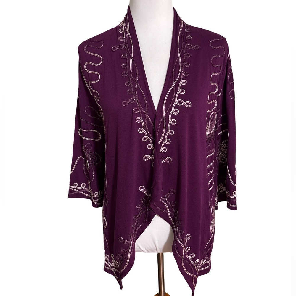 Investments Cardigan Deep Purple Embroidered